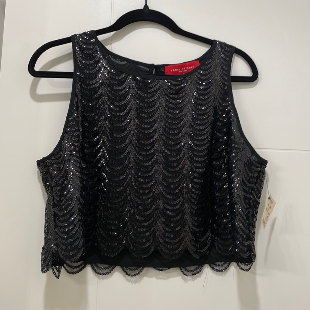 Midriff black sequin top